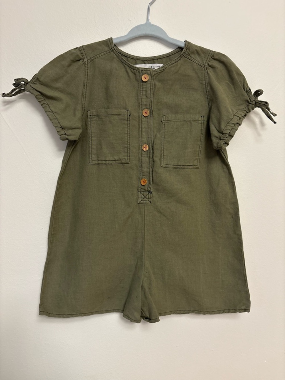 Zara Toddler Olive Green Button-Front Romper